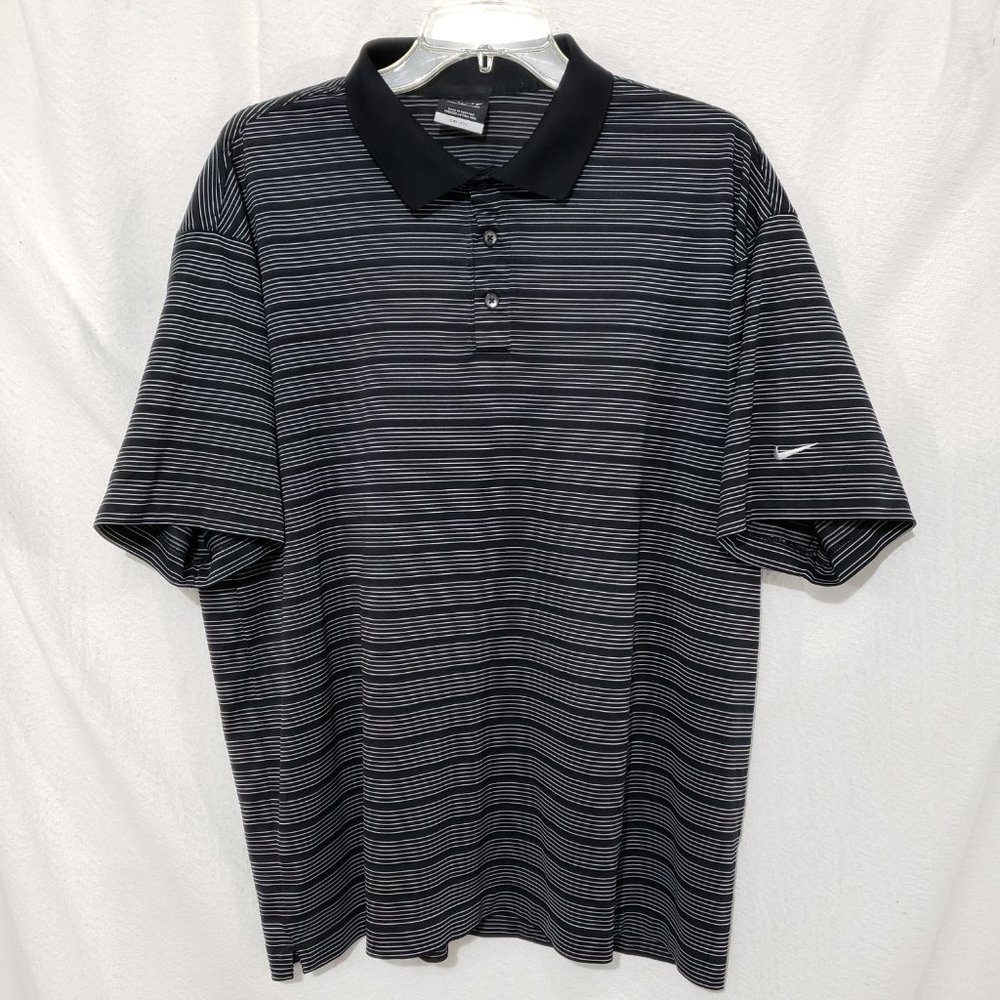 Nike Golf Dri Fit Black/Gray Striped Polo Shirt